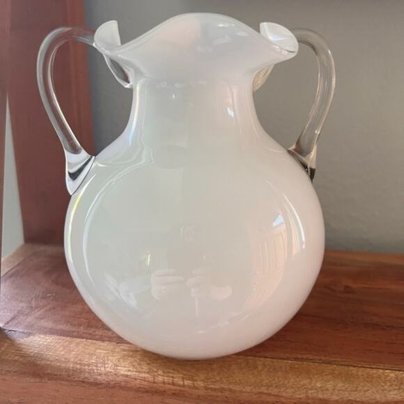 Vintage‎ Slavia Glassworks White Vase Bohemia Czech Republic - Picture 1 of 9
